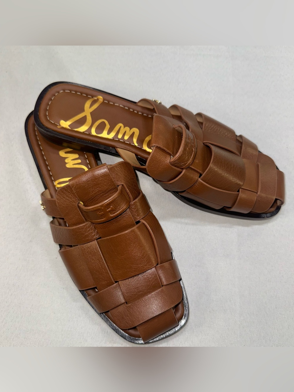 Sam Edelman Dina Woven Size 11 Fisherman Slides Brown Leather Sandals Women's 42 - Picture 2 of 8